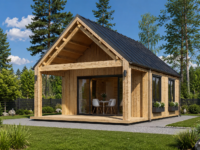 Blockbohlenhaus ANNA (44 mm + Holzverschalung ), 39 m²