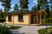 Blockbohlenhaus mit Terrasse ANTON, 5x9 m, 35 m² + 8m² Isoliert – Bild 3