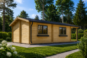 Blockbohlenhaus mit Terrasse ANTON, 5x9 m, 35 m² + 8m² Isoliert – Bild 4