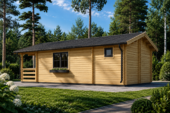 Blockbohlenhaus mit Terrasse ANTON, 5x9 m, 35 m² + 8m² Isoliert – Bild 5