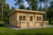 Blockbohlenhaus ARMIN (44+44 mm) · 31 m² · Pultdach · Extra Isoliert