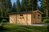 Blockbohlenhaus ARMIN (44 mm) 31 m² mit Satteldach Extra Isoliert – Bild 2