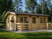 Blockbohlenhaus ARMIN (44 mm) 31 m² mit Satteldach Isoliert