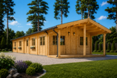 Blockbohlenhaus BIRGIT (44+44 mm) · 6 × 19 m · 114 m² · Extra Isoliert