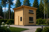 Blockbohlenhaus DORNBIRN (44+44 mm Isoliert) · 20 m² + 16 m² Schlafboden · Pultdach – Bild 4