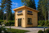 Blockbohlenhaus DORNBIRN (44+44 mm Isoliert) · 20 m² + 16 m² Schlafboden · Pultdach – Bild 2