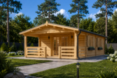 Blockbohlenhaus HANNES (44+44 mm) · 42 m² + 10 m² Terrasse · Extra Isoliert – Bild 2