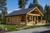 Blockbohlenhaus INNSBRUCK (44+44 mm · Extra Isoliert) · 36 m² + 14 m² Schlafboden – Bild 3