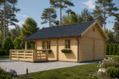 Blockbohlenhaus INNSBRUCK (44+44 mm · Extra Isoliert) · 36 m² + 14 m² Schlafboden – Bild 2