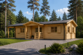 Blockbohlenhaus DORIS (Extra Isoliert, 44+44 mm) · 63 m² mit Terrasse – Bild 2