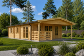 Blockbohlenhaus DORIS (Extra Isoliert, 44+44 mm) · 63 m² mit Terrasse – Bild 4