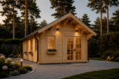 Blockbohlenhaus mit Schlafboden SALLY (44mm), 27m²