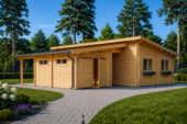 Blockbohlenhaus SEEFELD (66 mm) · 105 m² · mit Pultdach