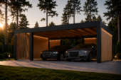 Carport NOVA Plus für 2 Autos mit Schuppen und Seitenwand, 7.6x5.6 m