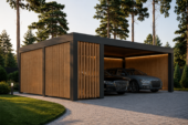 Carport NOVA Plus für 2 Autos mit Schuppen und Seitenwand, 7.6x5.6 m – Bild 3