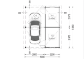 Carport aus Holz für 1 Auto mit Schuppen (44 mm), 5x6 m – Bild 2