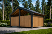 Carport aus Holz mit L-förmiger Wand SANDRA, 3.2x6 m – Bild 4