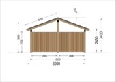 Carport aus Holz mit L-förmiger Wand SANDRA, 3.2x6 m – Bild 8