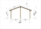 Carport aus Holz mit L-förmiger Wand SANDRA, 3.2x6 m – Bild 10