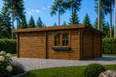 Doppelgarage aus Holz mit Pultdach (44 mm), 6x5 m, 30 m² – Bild 3