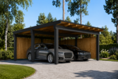 Doppelcarport NOVA mit L-förmiger Wand,  6x6m