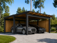 Doppelcarport NOVA mit L-förmiger Wand,  6x6m