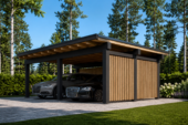 Doppelcarport NOVA mit L-förmiger Wand,  6x6m – Bild 2