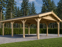 Doppelcarport aus Holz CLASSIC, 6x6 m, 36 m²