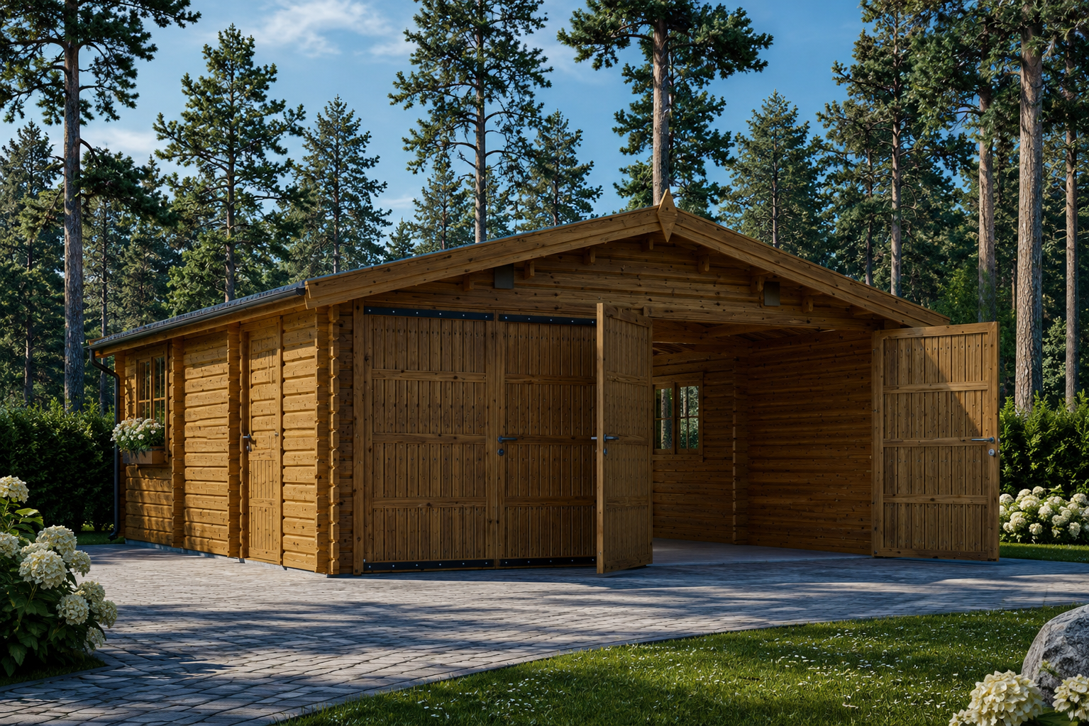 Doppelgarage-aus-Holz-44mm-6x8-m-48m²-5.png Doppelgarage aus Holz (44mm), 6x8 m, 48m² – Bild 1