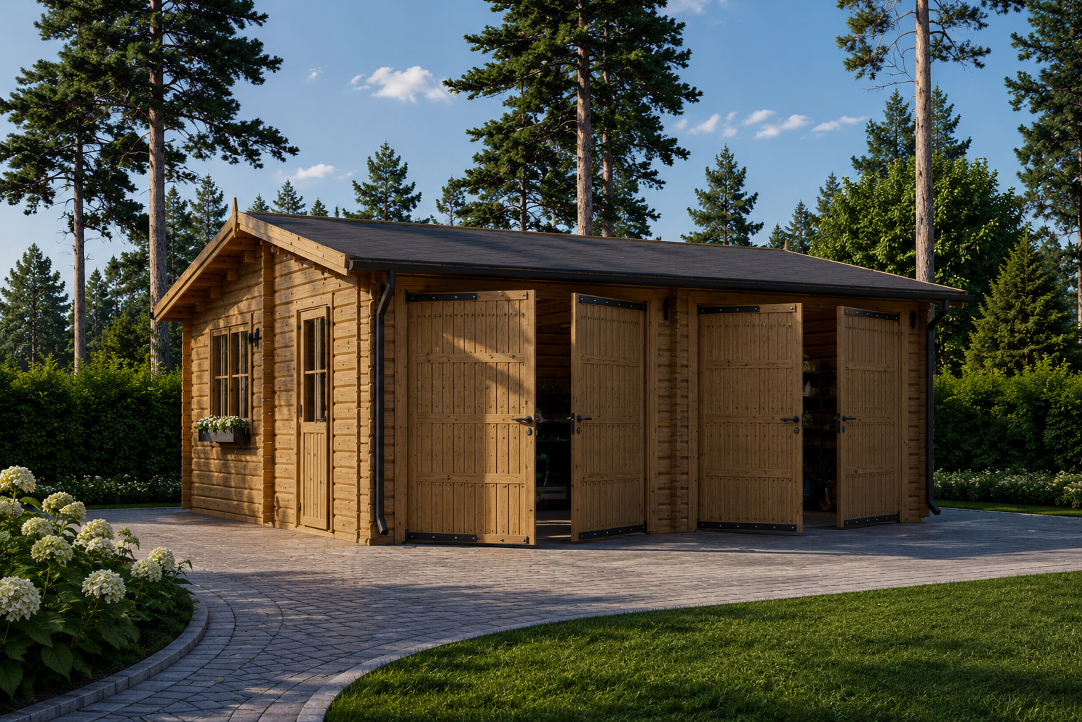 Doppelgarage-aus-Holz-Duo-6-×-6-m-·-36-m²-4.png Doppelgarage aus Holz TWIN (44mm) 6x6m, 36m² – Bild 1