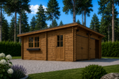 Doppelgarage aus Holz mit Pultdach (44 mm), 6x5 m, 30 m² – Bild 4
