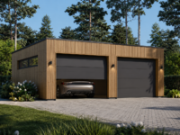 Doppelgarage mit Flachdach (34mm + Holzverschalung), 6x6m, 36m²