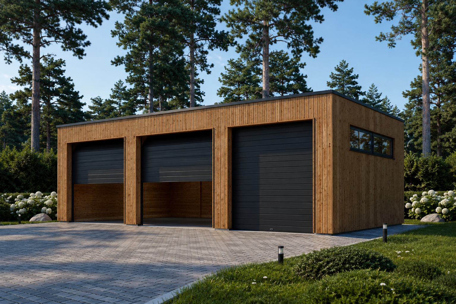 Dreifachgarage-mit-Flachdach-34mm-Holzverschalung-9x6m-54m²-2.png Dreifachgarage mit Flachdach (34mm + Holzverschalung), 9x6m, 54m² – Bild 1