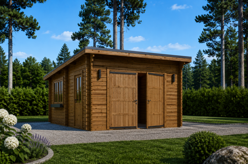 Einzelgarage mit Pultdach (44 mm), 4x6 m, 24 m²