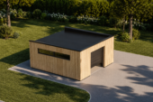 Holzgarage mit Flachdach (34mm + Holzverschalung), 6x6m, 36m² – Bild 3