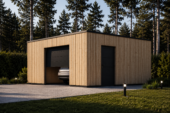 Holzgarage mit Flachdach (34mm + Holzverschalung), 6x6m, 36m² – Bild 5