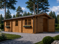 Einzelgarage aus Holz (44 mm), 4x7.5 m, 30 m²