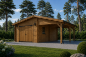 Einzelgarage (44mm) 4x6m mit Carport 3x6m