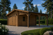 Einzelgarage (44mm) 4x6m mit Carport 3x6m – Bild 2