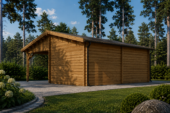 Einzelgarage (44mm) 4x6m mit Carport 3x6m – Bild 4