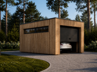 Holzgarage mit Flachdach(34mm + Holzverschalung), 3,2x5,2m, 16,6m²