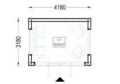 Gartenhaus ERMONES (34mm + Holzverschalung), 4x3m, 12m² – Bild 6