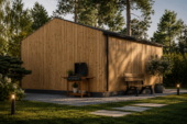 Gartenhaus ELSA (34 mm + Holzverschalung), 5x5m, 25m² Isoliert – Bild 3