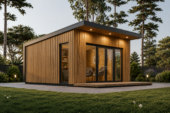 Gartenhaus EMIL (34 mm + Holzverschalung, Isoliert), 5×5 m – 25 m²