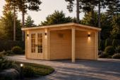 Gartenhaus LAURA mit Anbau (28 mm), 5.2x2.7 m, 7 m² + 7 m²