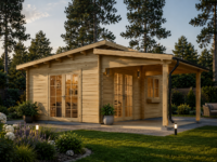 Gartenhaus HELENE 6x4m, 24m² mit 12.5m² Terrasse