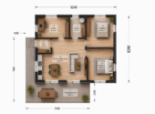 Holzhaus ANDI (Isoliert, 66 mm + Holzverschalung), 64 m² – Bild 3