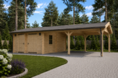 Holzgarage mit (44 mm) 4x6 m mit Doppelcarport 5.5x6 m – Bild 2