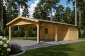 Holzgarage mit (44 mm) 4x6 m mit Doppelcarport 5.5x6 m – Bild 3