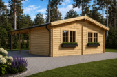 Holzgarage mit (44 mm) 4x6 m mit Doppelcarport 5.5x6 m – Bild 4